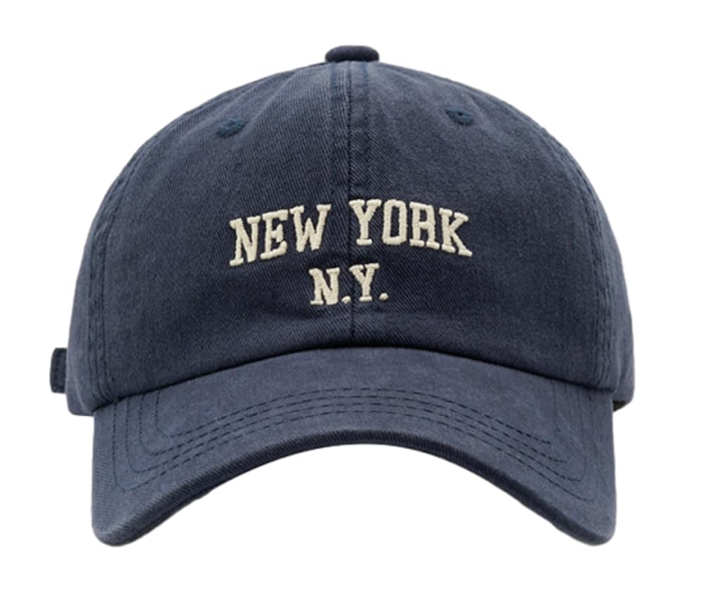 Top Baseball Caps for Women-Men Outdoor Baseball Hats New York Golf Sports Hat Curved-Brim UV Protection Navy