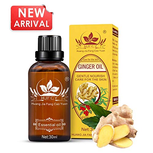 5 Pack Ginger Oil 100% Pure Natural Lymphatic Drainage Ginger Oil,SPA Ginger Massage Oils Repelling Cold and Relaxing Active Oil-30ml/Bottle