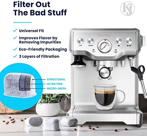 K&J Premium 6-Pack of Replacement Breville BWF100 Compatible Water Filters (Activated Charcoal)
