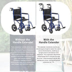 Wheelchair Handle Extenders, (400lbs Weight Capacity) Adjustable Wheel Chair Accessories Adults - Stroller Handle Extender, Extendable Handle for Wheelchair, Rallator & Stroller (with Brake)