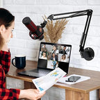 Wall Mount Boom Arm - Wall Mount Microphone Holder for Stand, Vertical Surface Mount and Freely Swiveling Metal Wall Mount Clip Suitable for Saves the Desk Space, Mic Stand Accessories by YOUSHARES