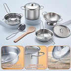 Pretend Play Accessories - 52pc Kids Kitchen Playset with Play Food, Stainless Steel Cookware, Toys Pots and Pans, Toddler Kitchen Set with Cuttable Toy Food - Boys and Girls Gift