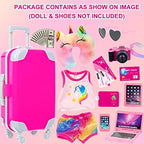 23 Pcs American 18 inch Doll Clothes and Accessories - Suitcase Luggage, Pillow, Sunglasses, Camera, Passport, Mobile Phone, Computer Doll Travel Gear Play Set