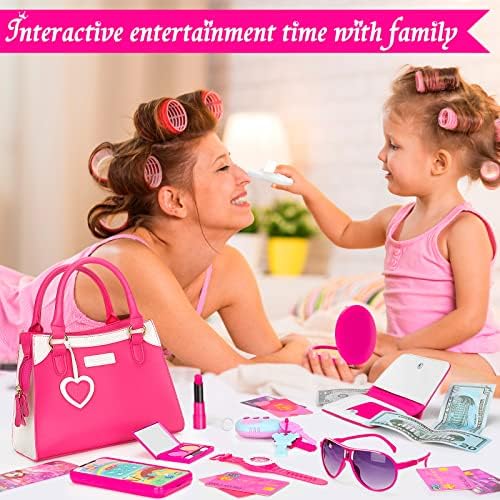 Officygnet Play Purse for Little Girls, Pretend Princess Play Girls Toys for 3 4 5 6 7 8 Year Old, Toddler Purse with Accessories, Kids Toy Purse Birthday for Girls Ages 3-5 4-5 6-8