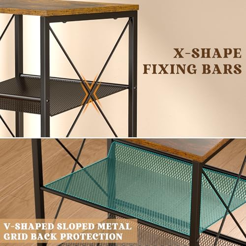 Guitar Pedal Organizer, 5 Tier Tuner Pedal Storage Shelf, Vintage Pedal Board Holder Stand, Freestanding Wooden Music Tuning Accessories Organization for Bass Guitar Ukulele Violin