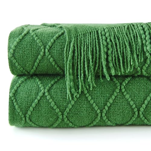 inhand Green Christmas Throw Blanket for Couch and Bed, Birthday Gifts for Women Teen Girl Friend Home Decor Knitted Blanket and Throws, Outdoor Lightweight Farmhouse Warm Woven Decorative, 50"x60"