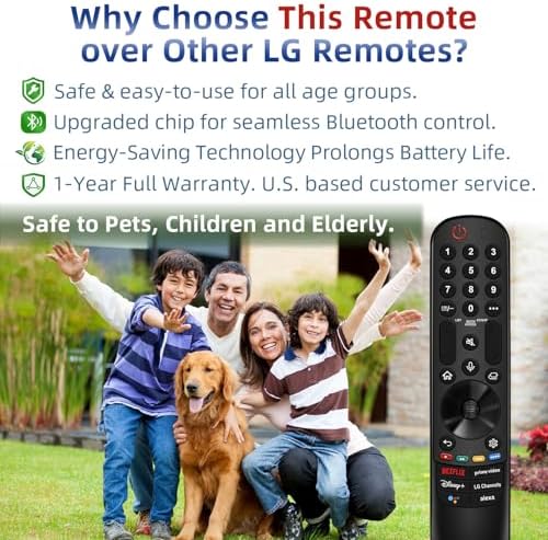 for LG TV Remote Replacement, for All 2019-2024 LG Remote Control for Smart TVs, for Magic Remote MR23/22/21/24GA with Voice and Pointer Function. 1-Year Warranty.