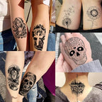 67 Sheets Black Realistic Rose Flower Temporary Tattoos For Women Girls Arm Thigh, Peony Moon Tiger Floral Temp Sleeve Tattoo Sticker Adult, Waterproof Fake Tatoos That Look Real And Last Long