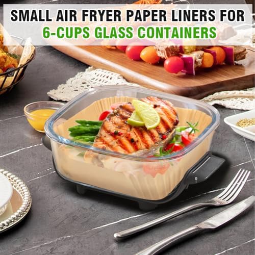 YQL 200PCS Air Fryer Disposable Paper Liners for Ninja Crispi FN101, 100pcs for 4-QT & 100pcs for 6-Cups Containers, Non-Stick, Oil-Proof Air Fryer Accessories, Unbleached Parchment Paper