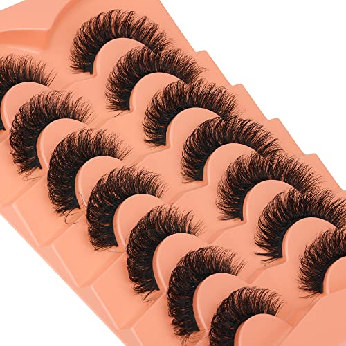 JIMIRE Mink Lashes Natural Fluffy False Eyelashes Volume Wispy 15MM Thick Fake Lashes Look Like Eyelash Extensions Pestañas 7 Pairs Pack