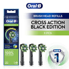 Oral-B Cross Action Electric Toothbrush Replacement Brush Heads, Black, 3 Count (Pack of 1)