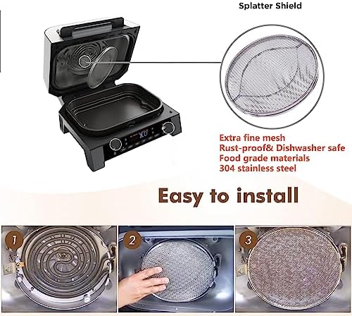 2pcs Stainless Steel Splatter Shield for Ninja FG551 Foodi, Accessories for Reusable Foodi Smart XL 6-in-1 Indoor Grill, Foodi Smart XL Accessories, Dishwasher safe