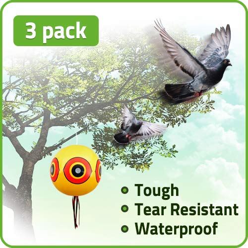 De-Bird Balloon Bird Repellent,3-Pk Fast and Effective Solution to Pest Problems, Scare Eyes Balloon to Scare Birds Away from Pool and Garden Crops