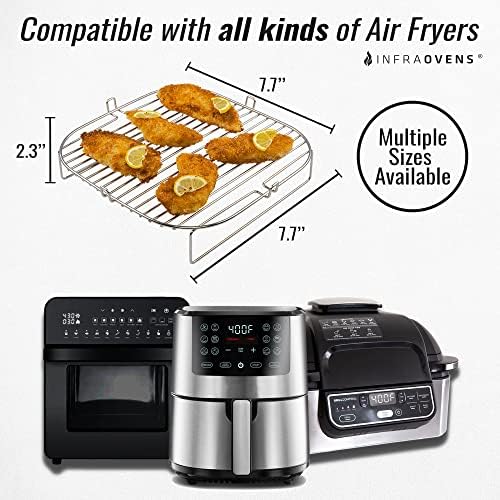 Air Fryer Accessories Compatible with Gourmia, Ninja Foodi, Nuwave® Brio, Paula Deen, Philips, Power XL + More, Air Fryer Rack, Air Fryer Cheat Sheet Guides, Air Fryer Liners and Cleaner Brush