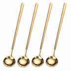 4 PCS 6.7 Inches Coffee Spoons, Stirring Spoons, Tea Spoons Long Handle, Teaspoons, Gold Spoons, Ice Tea Spoons, Long Spoons for Stirring, Espresso Spoons Stainless Steel