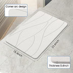 Veeloim Stone Bath Mat Diatomaceous Earth Bath Mat Non-Slip Super Absorbent Stone Bath Mats for Bathroom Quick Drying Diatomite Stone Shower Mat Large Natural Easy to Clean(23.6×15.4" White)
