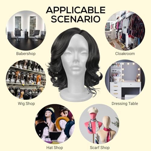 STUDIO LIMITED 11.4-Inch Styrofoam Mannequin Head (4 Pack) - White Foam Wig Stand for Wigs, Hats, Masks, Hairpieces, Arts, Crafts, DIY Projects, Salon Display, and Travel Use