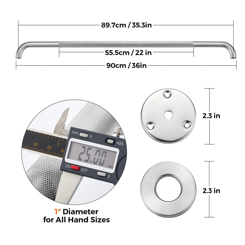 Grab Bars for Shower, 2 Pack 36-Inch Anti Slip Shower Handles for Elderly, Safety Shower Grab Bar, Stainless Steel Handicap Grab Bars for Bathroom,Toilet (Brushed Nickel, 1" Diameter)