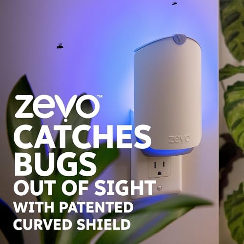 Zevo Flying Insect Trap for Indoors: Light Trap Captures Fruit Flies, Gnats and Houseflies, Starter Kit (1 Plug-in Base + 1 Cartridge)