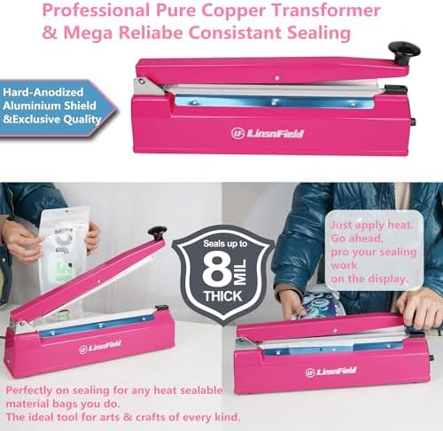 Sealer Pro, Patented 12-inch Impulse Heat Sealer, 7-mm Sealing Width Super Heavy Duty Bag Sealing Machine with Extra 2 Replacements, 1Fuse Included, Dragon Fruit