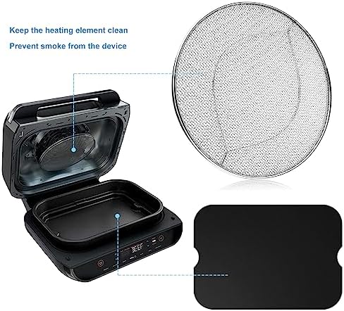 Replacement Splatter Shield and 3PCS Grill Mat for Ninja Foodi FG551 Air Fryer,Stainless Steel Splatter Screen Accessories for Ninja Foodi Smart XL 6-in-1 Indoor Grill