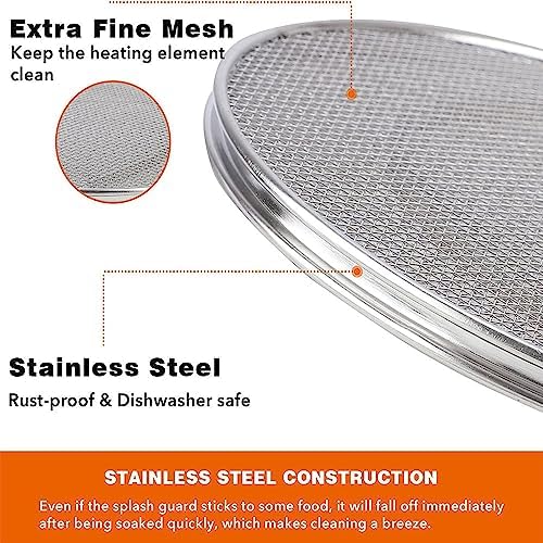 2pcs Splatter Shield for Ninja Foodi FG551, Accessories for Ninja Foodi Smart XL 6-in-1 Indoor Grill,Stainless Steel Splatter Screen, Dishwasher safe
