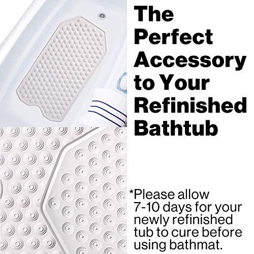 The Original Refinished Bathtub Mat - No Suction Cup Bath Mat, Designed for Textured and Refinished Bathtubs Made of Rubber Not Cheap Plastic, Great for Children and Elderly (White)