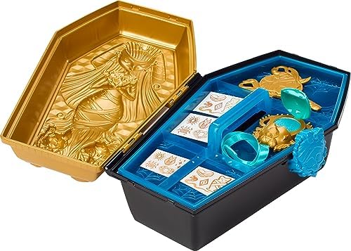 Monster High Doll & Accessories, Cleo De Nile Golden Glam Case Beauty Kit with Tattoos, Stickers & Necklace for Kids