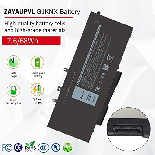 GJKNX 7.6V 68WH Battery Replacement for Dell Latitude 5480 5580 5490 5491 5580 5590 5591 5280 5288 5488 5491 5495 E5480 E5580 E5490 E5590 Precision 3520 3530 Series GD1JP 0GD1JP DY9NT 5YHR4 451-BBZG