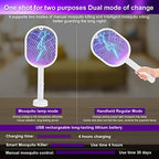 4 Pcs Electric Fly Swatter Bug Zapper Racket 2 in 1 USB Rechargeable Mosquito Racket 3000v High Powered Mosquito Killer for Indoor Outdoor Home Bedroom Kitchen Patio Office Insect