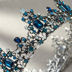 SWEETV Queen Crown for Women - Baroque Wedding Tiaras and Crowns, Jeweled Costume Tiara Princess Crown, Prom Birthday Party Halloween Hair Accessories,Blue