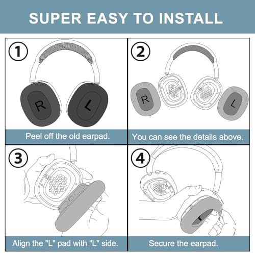 SOPROM Ear Pads Replacement for Airpods Max Over-Ear Headphones, Earpads Cushions with Durable Mesh Fabric, Softer Foam - Sky Blue