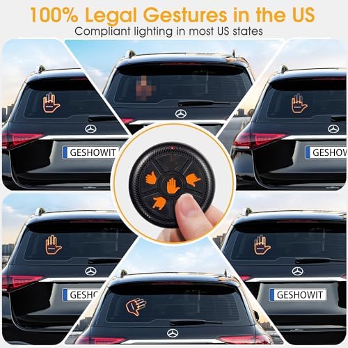 Car Accessories for Men - Car Finger Light with 6 Gestures Remote - Show Your Feelings to Drivers - Ideal Gift Hand Gesture Lights, Truck Accessories, Finger Flicker Car LED Signs for Men and Women