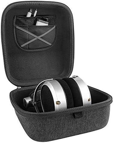 Geekria Shield Case for Large-Sized Over-Ear Headphones, Replacement Hard Shell Travel Carrying Bag with Cable Storage, Compatible with HiFiMAN HE 6se, HE 1000 Headsets (Dark Grey)