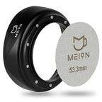 MEION 54mm Espresso Dosing Funnel and Puck Screen Set for 54mm Breville Portafilters, Magnetic Coffee Funnel, Reusable 53.3mm Espresso Puck Screen, Espresso Tools Espresso Accessories (54mm, Black)