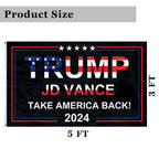 Donald Trump 2024 Flag - Take America Back Make America Great Again Jd Vance Fight Flag, 3x5ft, 3 Packs. Re-Elect Maga Trump Outdoor Indoor Decor
