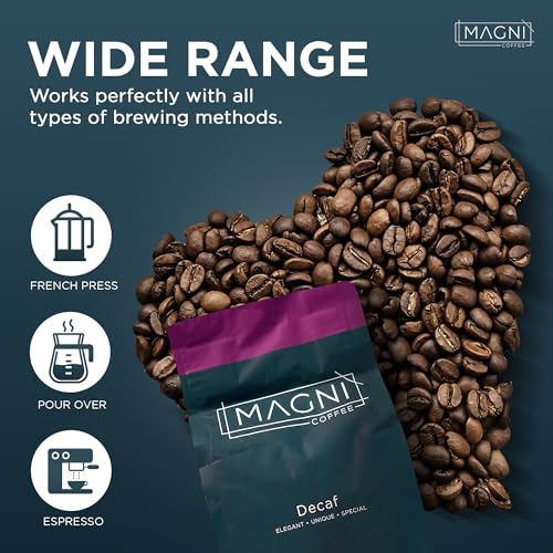 Magni Coffee - Ground - Decaf - Low Acid - Single Origin USDA Organic Non-GMO Beans Third Party Tested For Mycotoxins & Pesticides - Fair Trade -12 Oz
