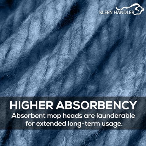 KLEEN HANDLER HEAVY DUTY Commercial Mop Head Replacement, Wet Industrial Cotton Looped End String Cleaning Mop Head Refill, Blue Mop, Universal Headband
