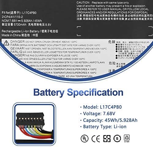 ANTIEE L17C4PB0 Laptop Battery Replacement for Lenovo Flex 6-14IKB 14ARR IdeaPad 530S-14ARR 530S-15IKB 530S-14IKB Series L17M4PB0 L17M4PB2 L17C4PB2 5B10Q16066 5B10Q22883 5B10Q16067 7.68V 45Wh 5928mAh