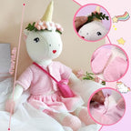 Unicorn Doll Stuffed Animal Toys for Girls - Ballerina Doll | Plush Carrier Bag | 3 Set Cloth Accessories, Kids Pretend Play Doll Pet Care, Birthday Gift for 3 4 5 6 Year Old Little Girl Unicorn Toys
