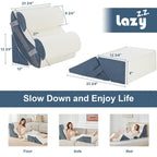 Lazyzizi 6pcs Orthopedic Bed Wedge Pillow Set, Memory Foam Wedge Pillow for Sleeping, Knee, Lumbar and Back Pain Relief Adjustable Bed Pillow - Acid Reflux, Anti Snoring & GERD Sleeping, Grey