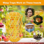 Sancodee 4 Pcs Wasp Trap Outdoor Hanging, Insect Catcher for Wasps and Carpenter Bees, Bee Killer Sticky Bug Boards Yellow Jacket Trap with Bait Reservoir, Non-Toxic Reusable Wasp Hornet Trap (Orange)