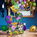 Cheerland Mardi Gras Decoration Mask Centerpiece Fat Tuesday Party Supplies Table Decorations Masquerade Carnival Decor Balloon Display for Mardi Gras Party Parade and Festival Accessories