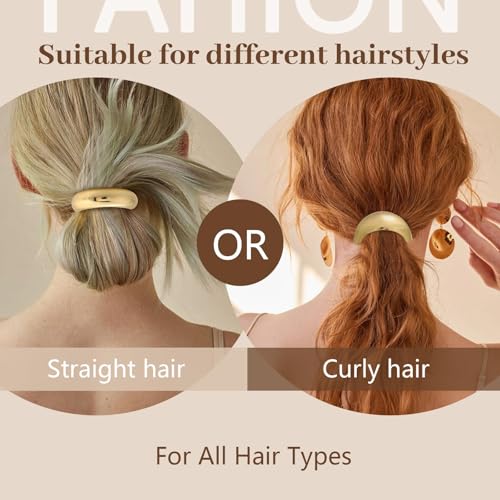 3PCS Gold Hair Ties, Metal Hair Ties for Thick Hair, Elegant Durable Geometric Design, Gold Hair Accessories Stretchy and Non-Damage Ponytail Holders, 3 Styles in Box Holiday Gifts