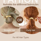 3PCS Gold Hair Ties, Metal Hair Ties for Thick Hair, Elegant Durable Geometric Design, Gold Hair Accessories Stretchy and Non-Damage Ponytail Holders, 3 Styles in Box Holiday Gifts