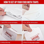 AMVOG Pantry Moth Glue Trap, Non-Toxic and Harmless, Easily Ensures Food Safety – Suitable for Home, Business, and Agricultural Settings, 16 Traps