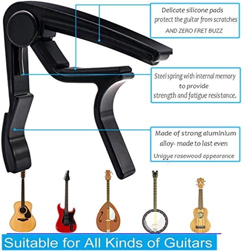 Guitar Capo with Tuner Clip-On Tuner Guitar Accessoriesor for Acoustic Electric Ukulele Guitar and More