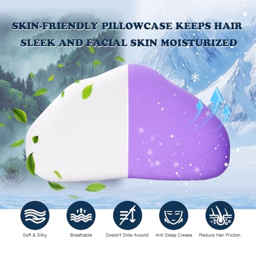 Cloud Contour Memory Foam Pillow Ergonomic Design for Sleeping Comfortably and Reducing Snoring Neck and Cervical Pillow with Cooling Pillowcase Purple