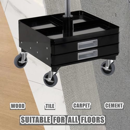4-Inch Swivel Stem Caster for Rubbermaid Mop Bucket Utility Cart, 7/16-Inch Stem Diameter Rubber Wheel Set of 4 with Side Brake, Heavy Duty TPR Weber Grills Shop Vac Replacement Wheels