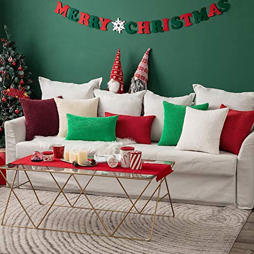 MIULEE Pack of 2 Corduroy Pillow Covers Soft Soild Cushion Cases Decorative Square Christmas Throw Pillow Covers Cream White Pillowcases for Sofa Bedroom Car 20 x 20 Inch 50 x 50 Cm